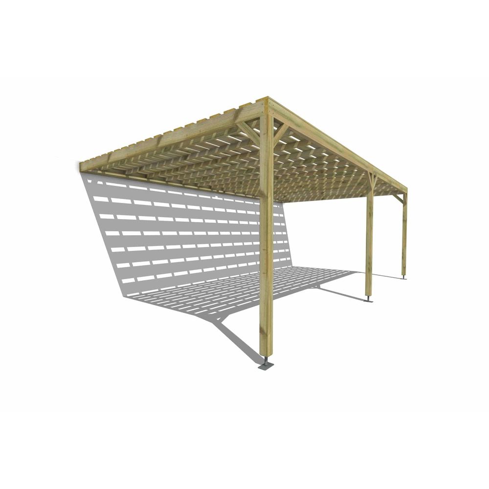 Pergola bois • 7m x 4m • adossée • sens profondeur • platelage bois • livraison comprise