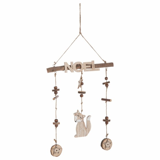 Décoration de noël à suspendre en bois rustique - marron