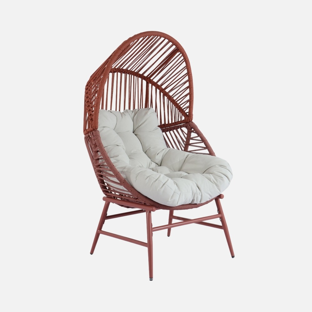 Fauteuil oeuf de jardin acier et résine tressée terracotta - ovoa
