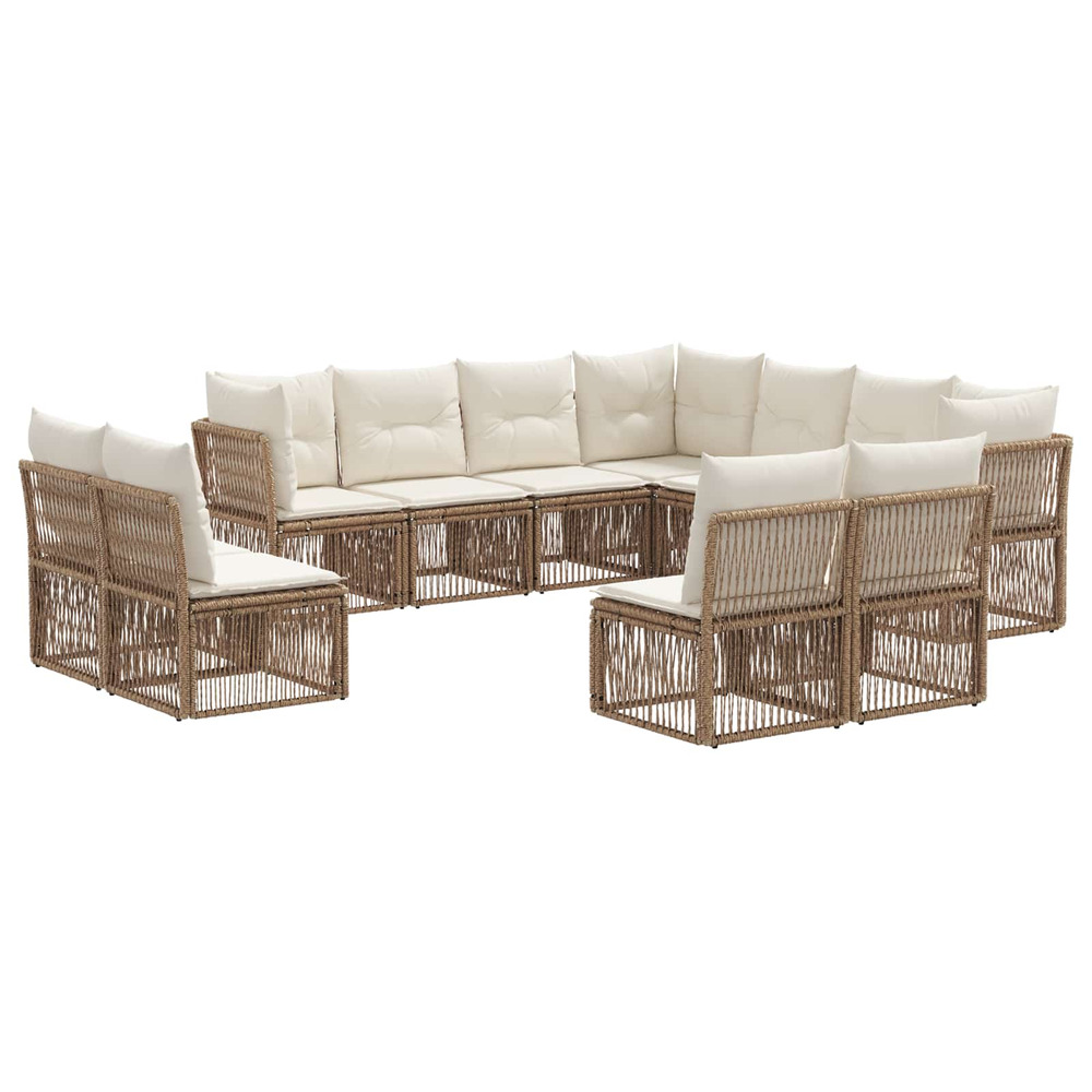 Ensemble de canapé de jardin 11 pcs beige polyrotin
