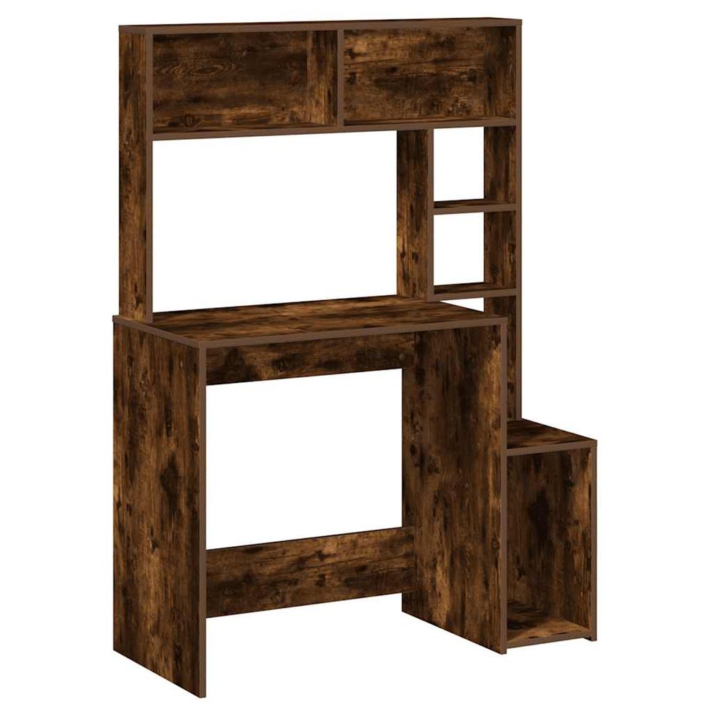Bureau avec étagères chêne fumé 100x45x140 cm bois d'ingénierie