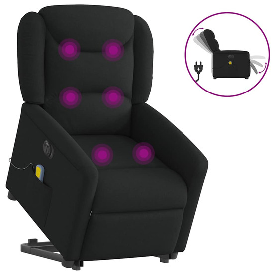 Fauteuil inclinable de massage électrique noir tissu