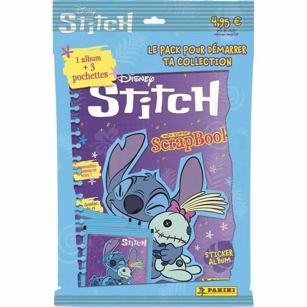 Album mon super scrapbook + 3 pochettes 15 stickers - stitch 2