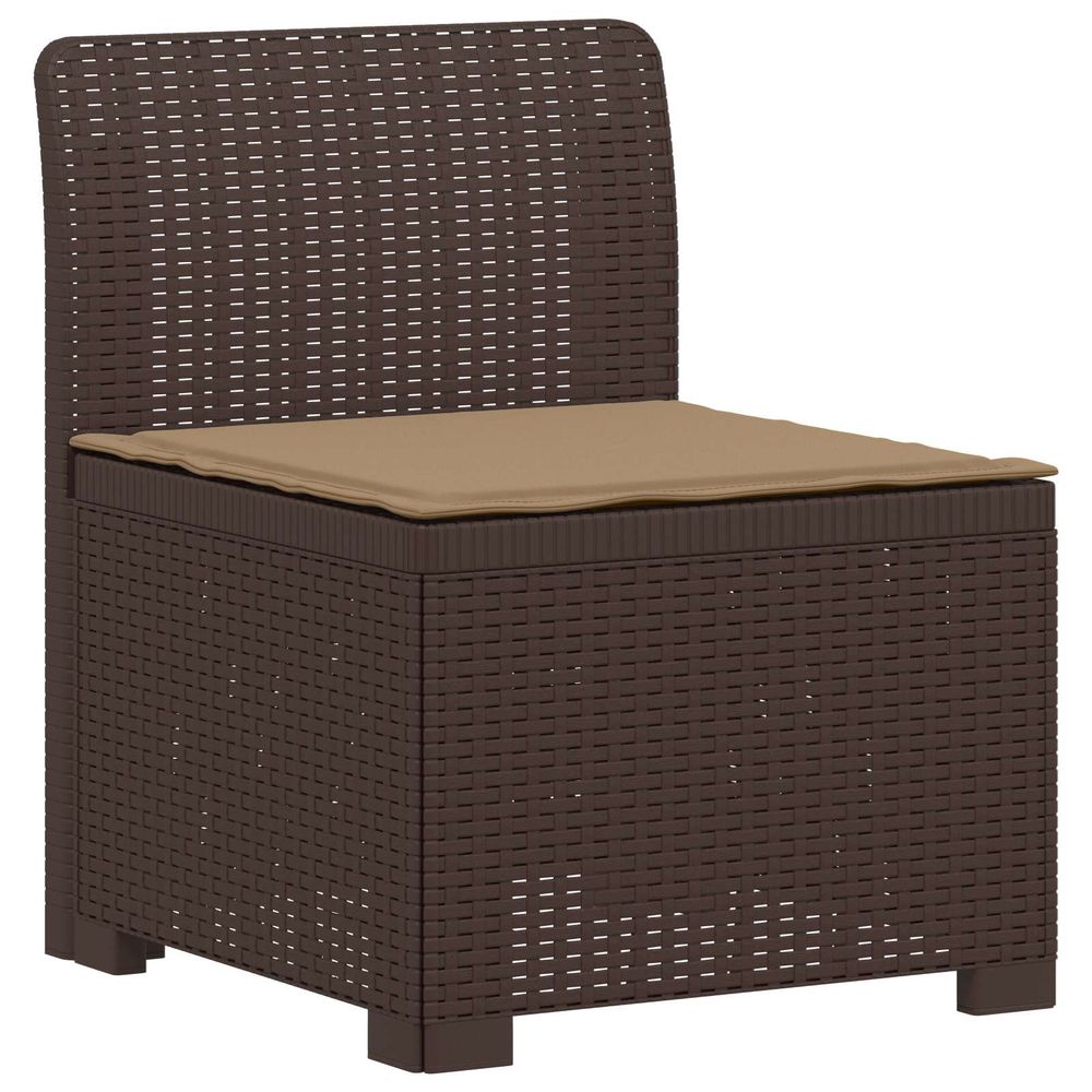Canapé de jardin 1 place avec coussin look rotin pp marron