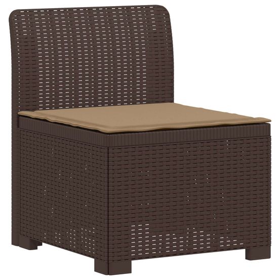 Canapé de jardin 1 place avec coussin look rotin pp marron