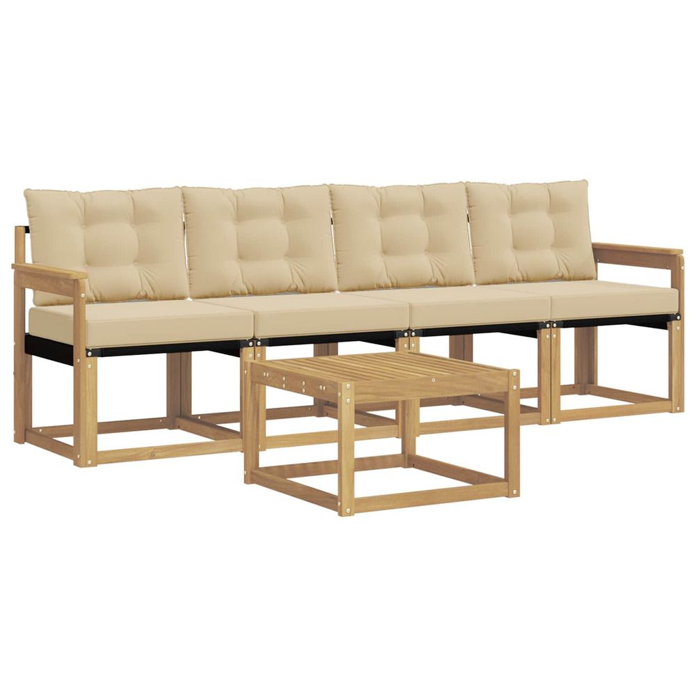 Ensemble de canapés d'extérieur 5 pc blanc et beige