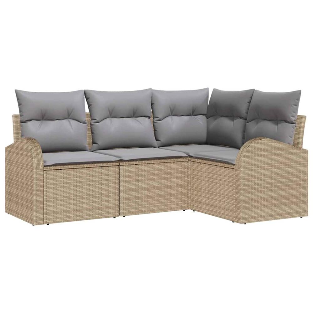Ensemble de canapé de jardin 4 pc beige et gris clair polyrotin