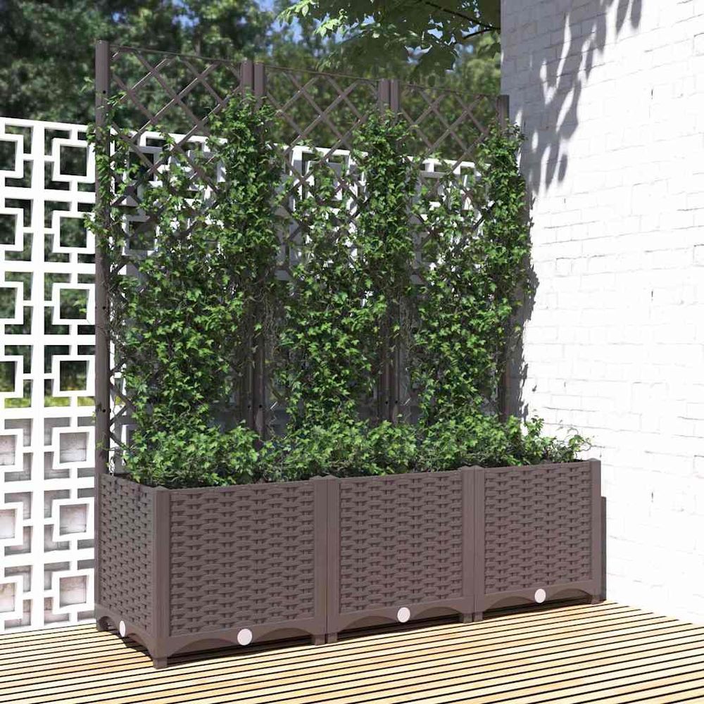 Très grande jardinière treillis brise-vue marron 120x136cm pp