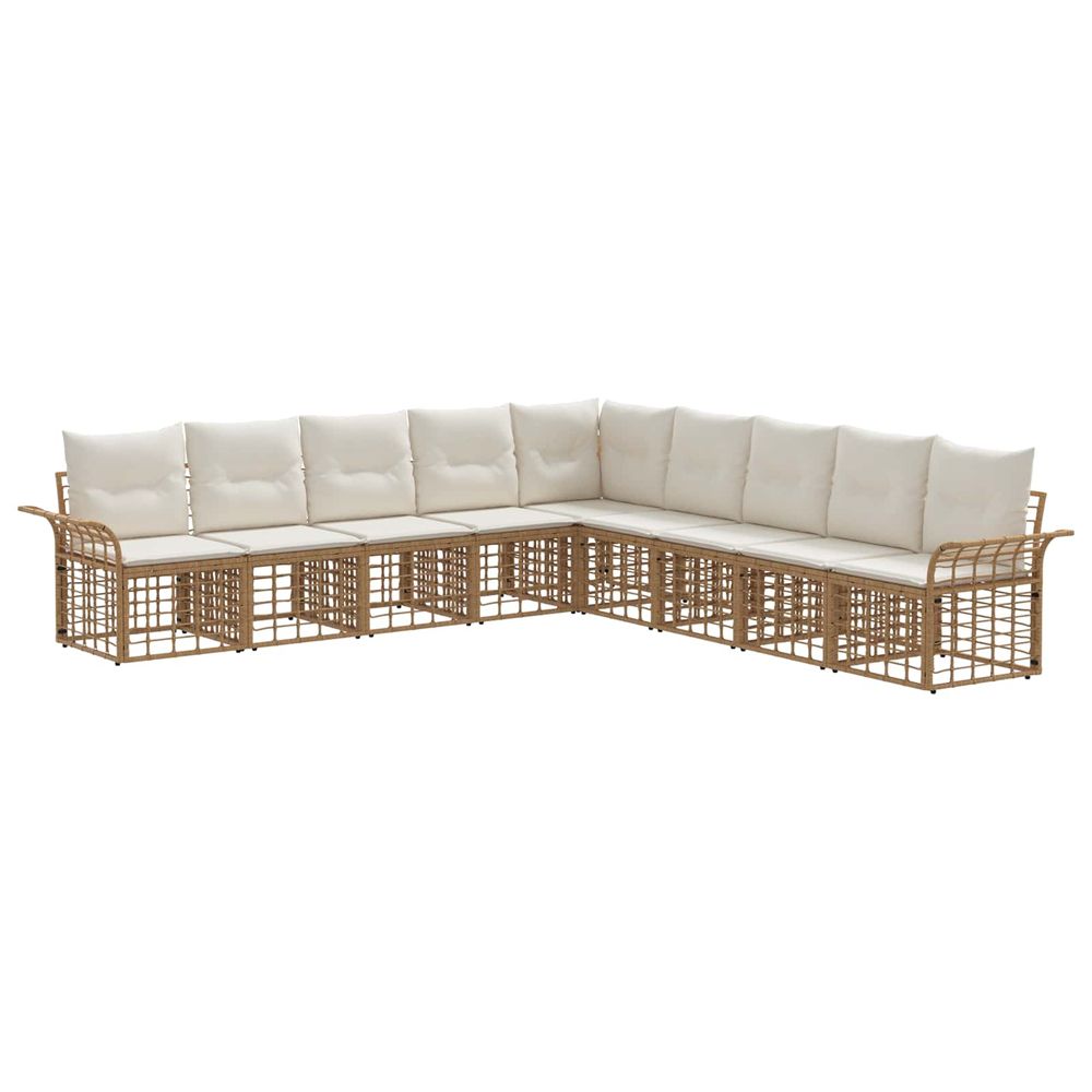 Ensemble de canapés d'extérieur 9 pc blanc naturel et crème