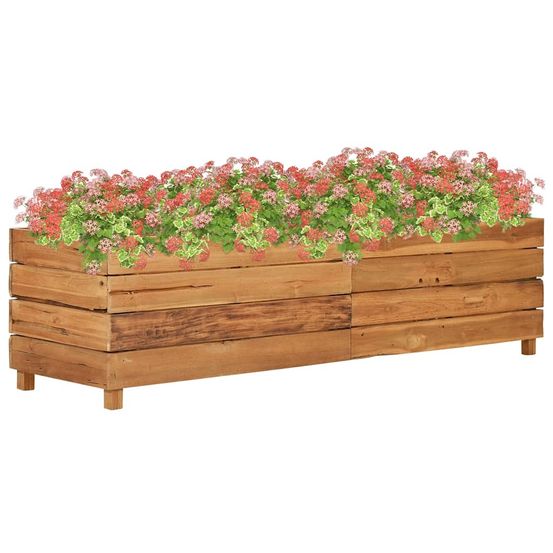 Jardinière surélevée 150cm teck recyclé et acier pour jardin terrasse