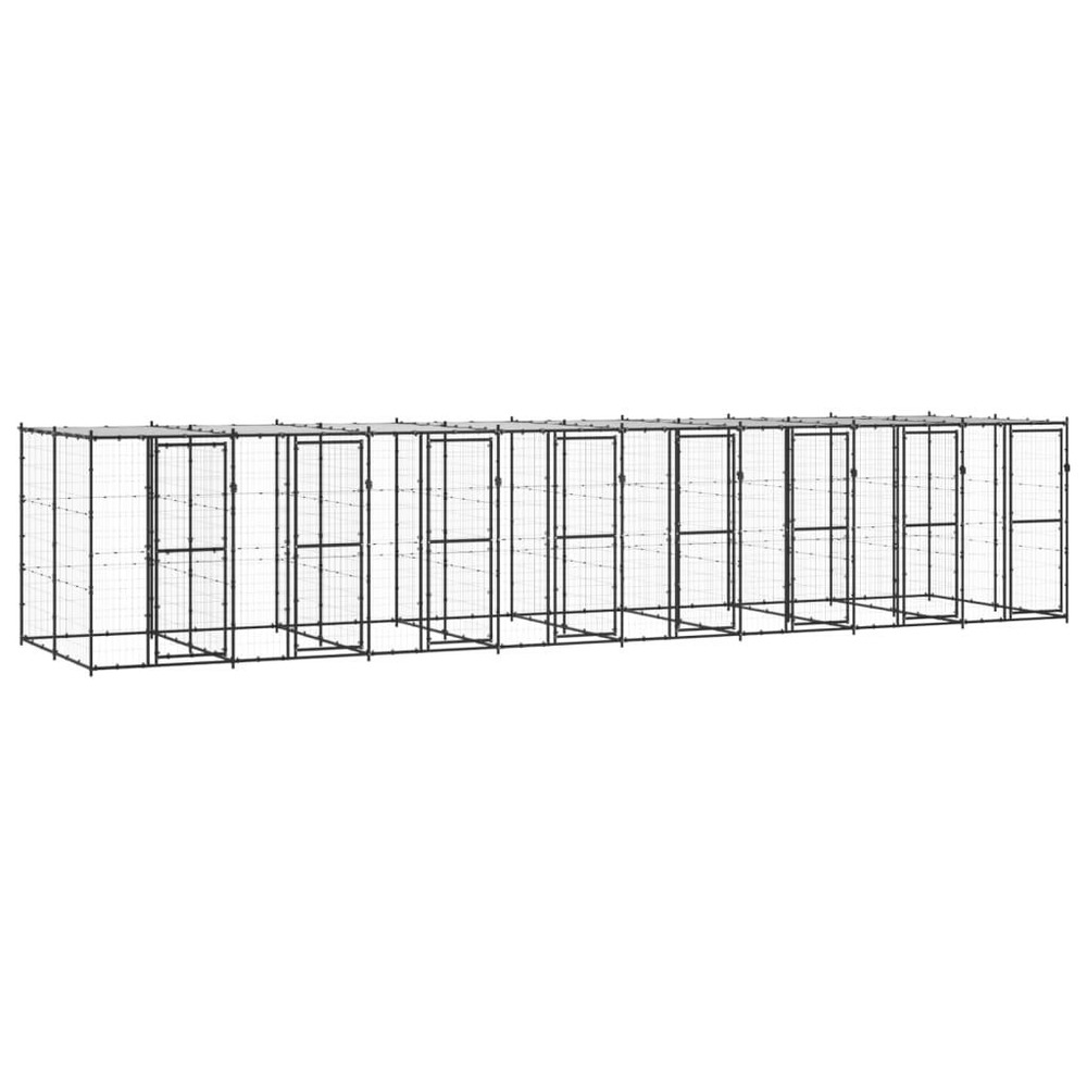 Chenil extérieur cage enclos parc animaux chien extérieur acier avec toit 19,36 m²