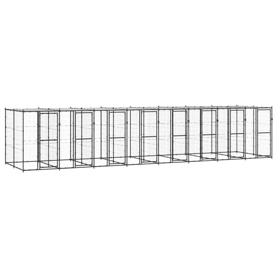 Chenil extérieur cage enclos parc animaux chien extérieur acier avec toit 19,36 m²