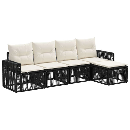 Ensemble de canapé de jardin 5 pcs noir et blanc crème