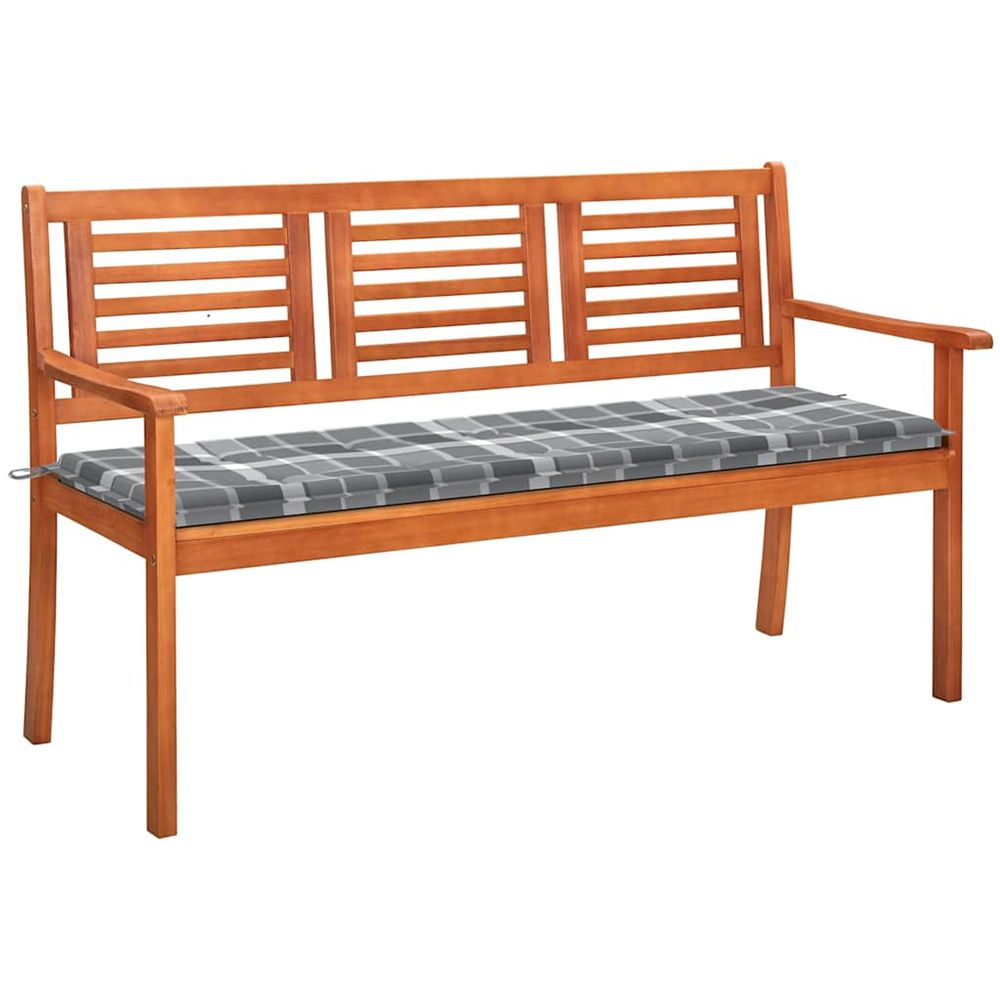 Banc de jardin 3 places avec coussin 150 cm bois d'eucalyptus