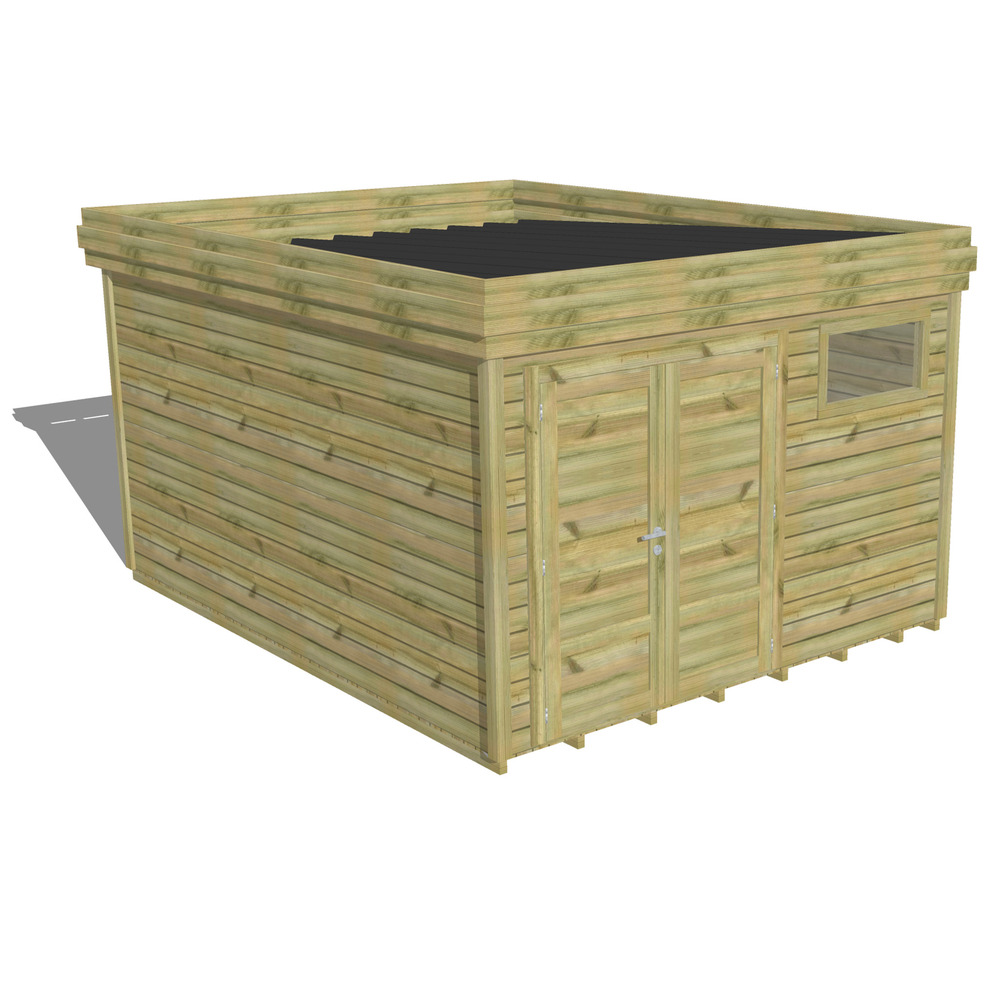 Abri de jardin bois pin traité autoclave 27mm - 3,44x4,34m / 15m2 - bac acier - plancher bois