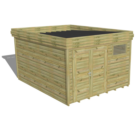 Abri de jardin bois pin traité autoclave 27mm - 3,44x4,34m / 15m2 - bac acier - plancher bois