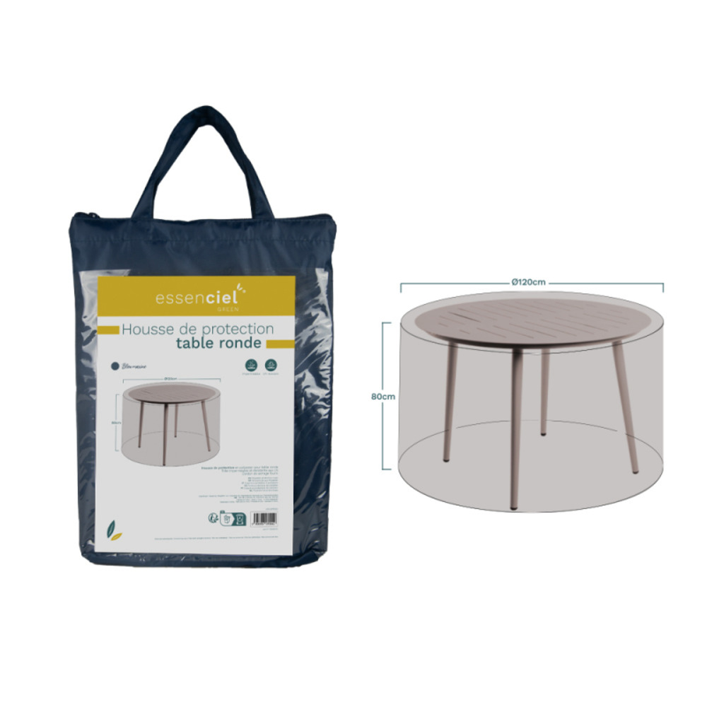 Housse de protection table ronde bleu marine - polyester