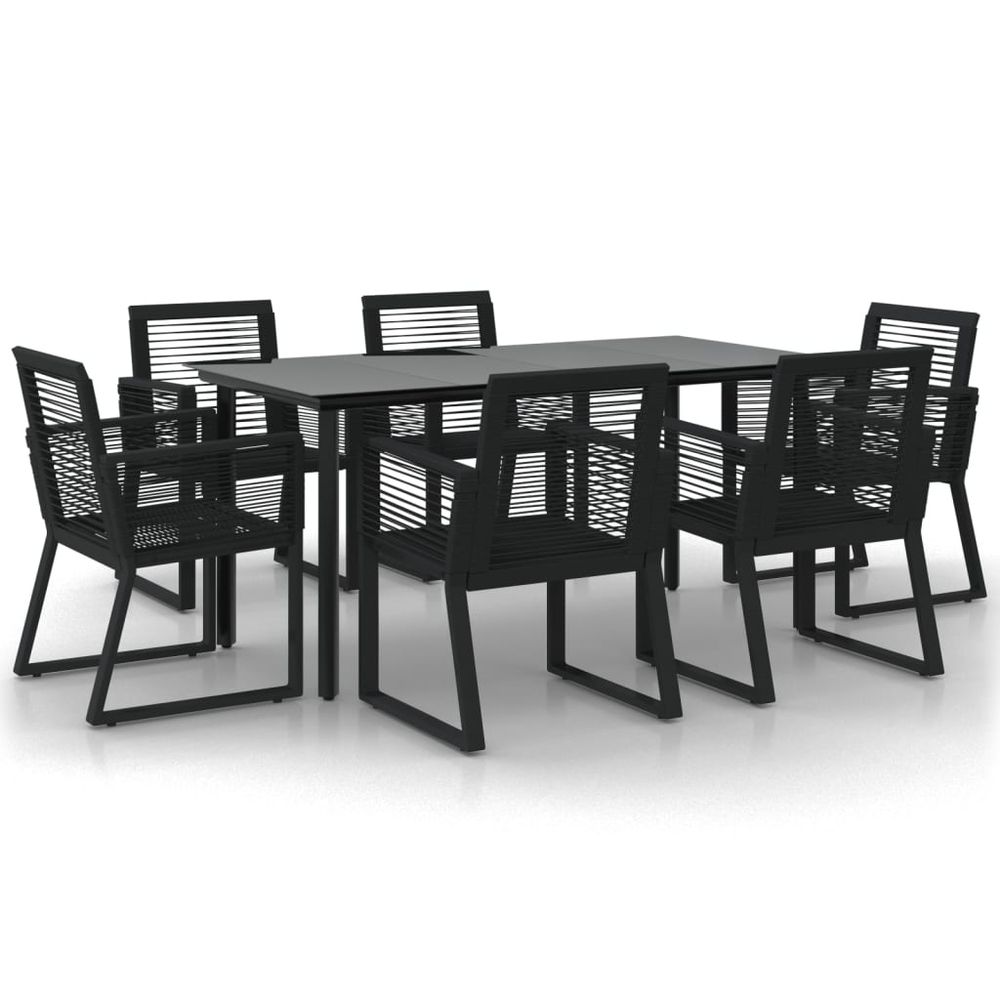 Ensemble à manger de jardin 7 pcs noir rotin pvc