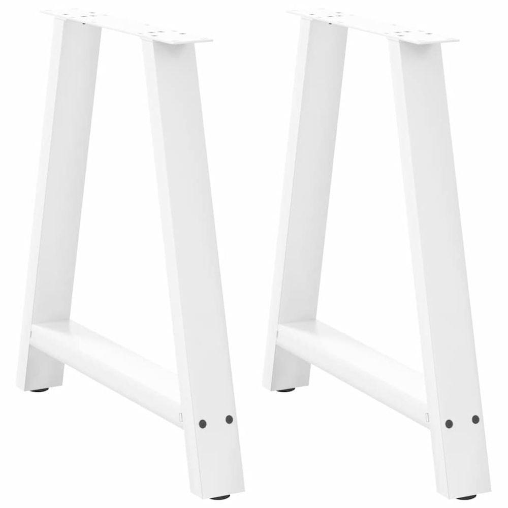 Pieds de table à manger en forme de a 2 pièces blanc 70 x (72-73) cm acier