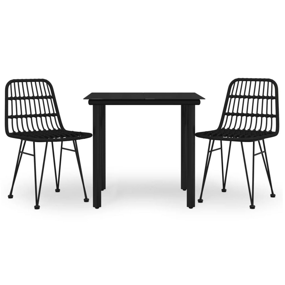 Ensemble à manger de jardin 3 pcs noir résine tressée