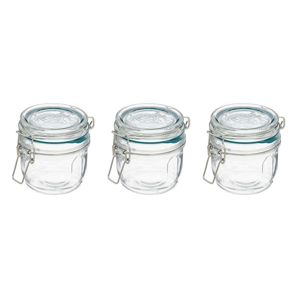 Lot de 3 bocaux terrines en verre gradué 