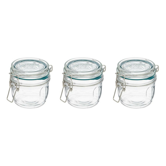 Lot de 3 bocaux terrines en verre gradué