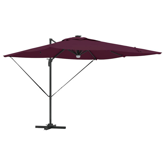 Parasol roma rouge 286 x 285 x 270 cm aluminium et polyester
