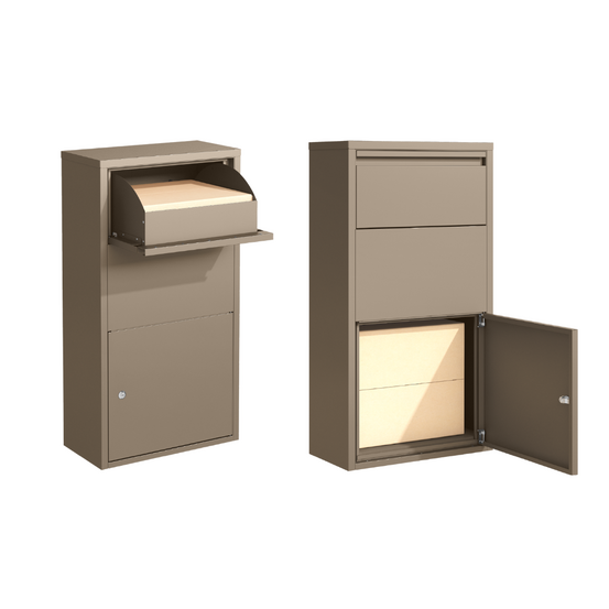 Boîte aux lettres murale taupe – acier galvanisé avec serrure cylindre et 2 clés