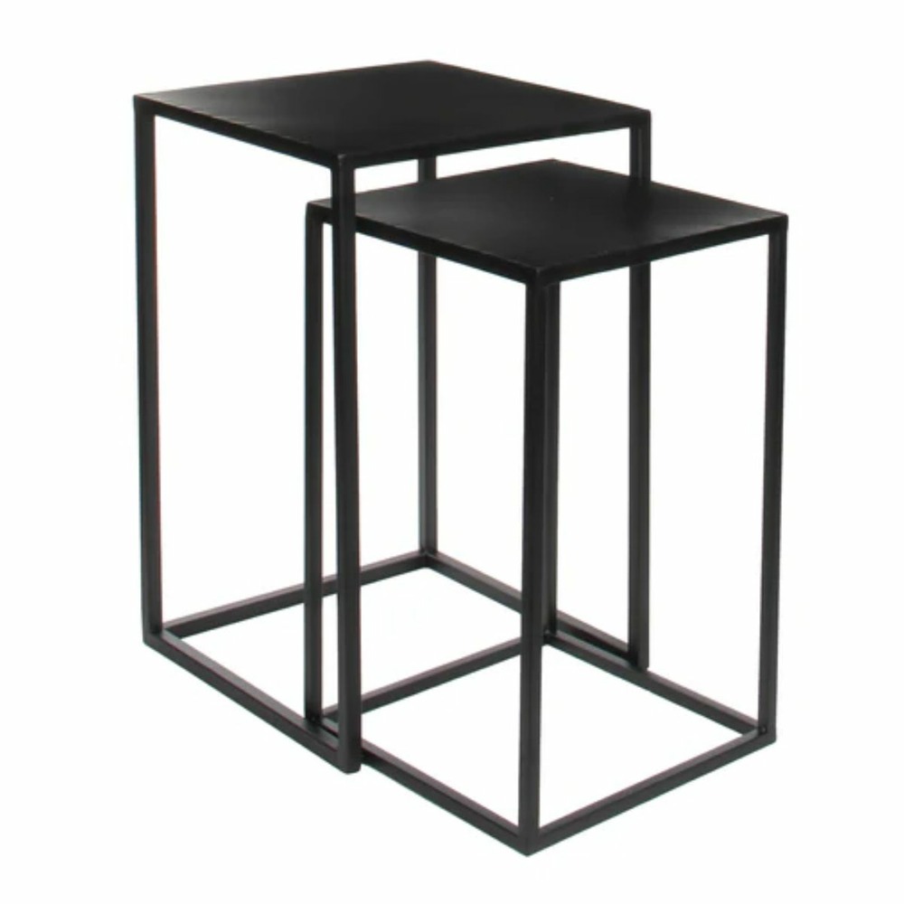 Mica decorations goa lot de 2 table d'appoints - h55 cm - noir