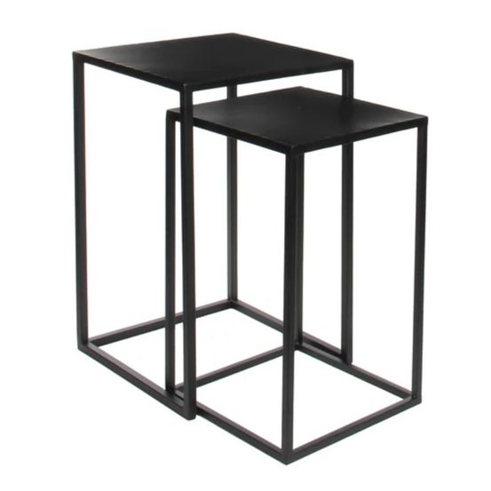 Mica decorations goa lot de 2 table d'appoints - h55 cm - noir