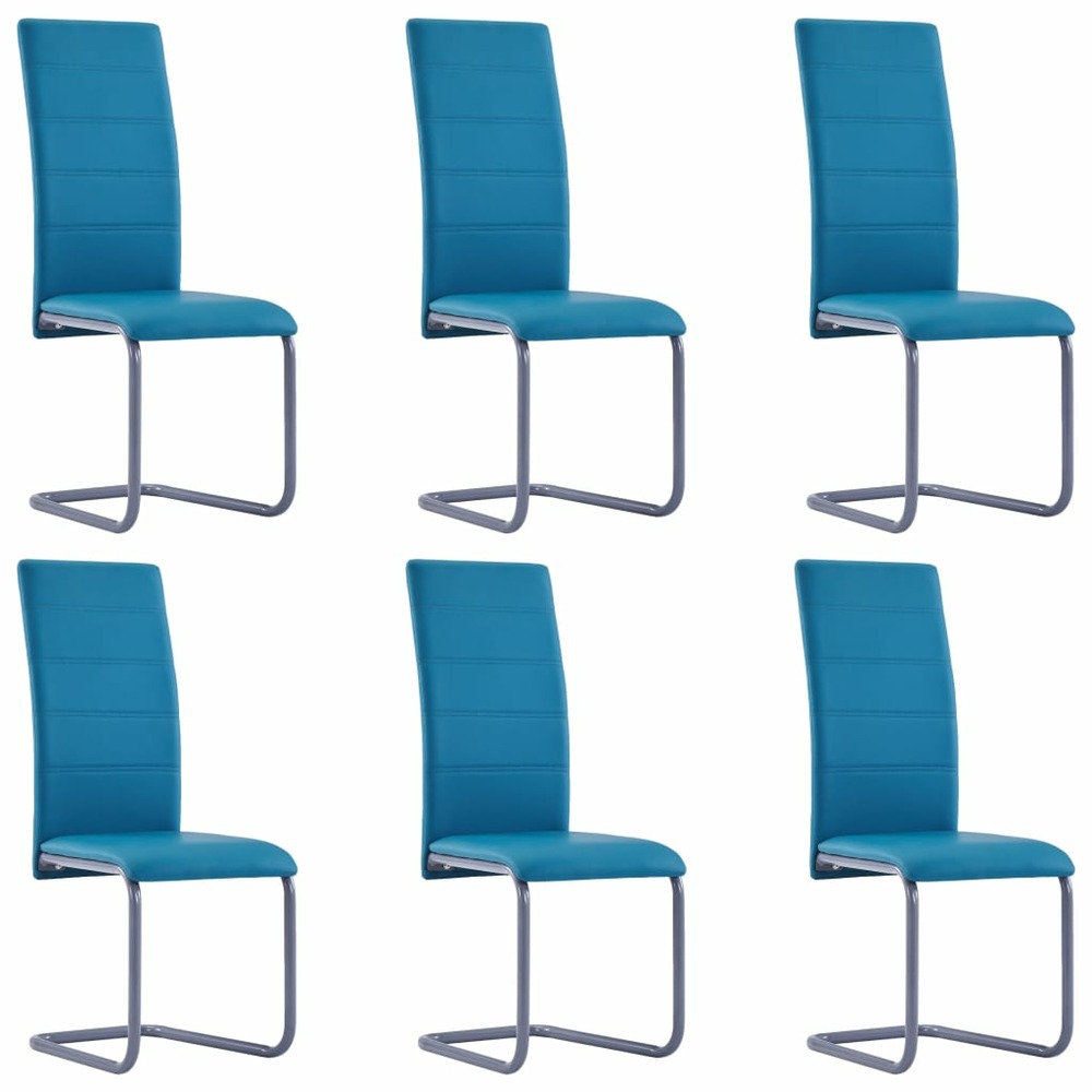 Chaises de salle à manger cantilever 6 pcs bleu similicuir
