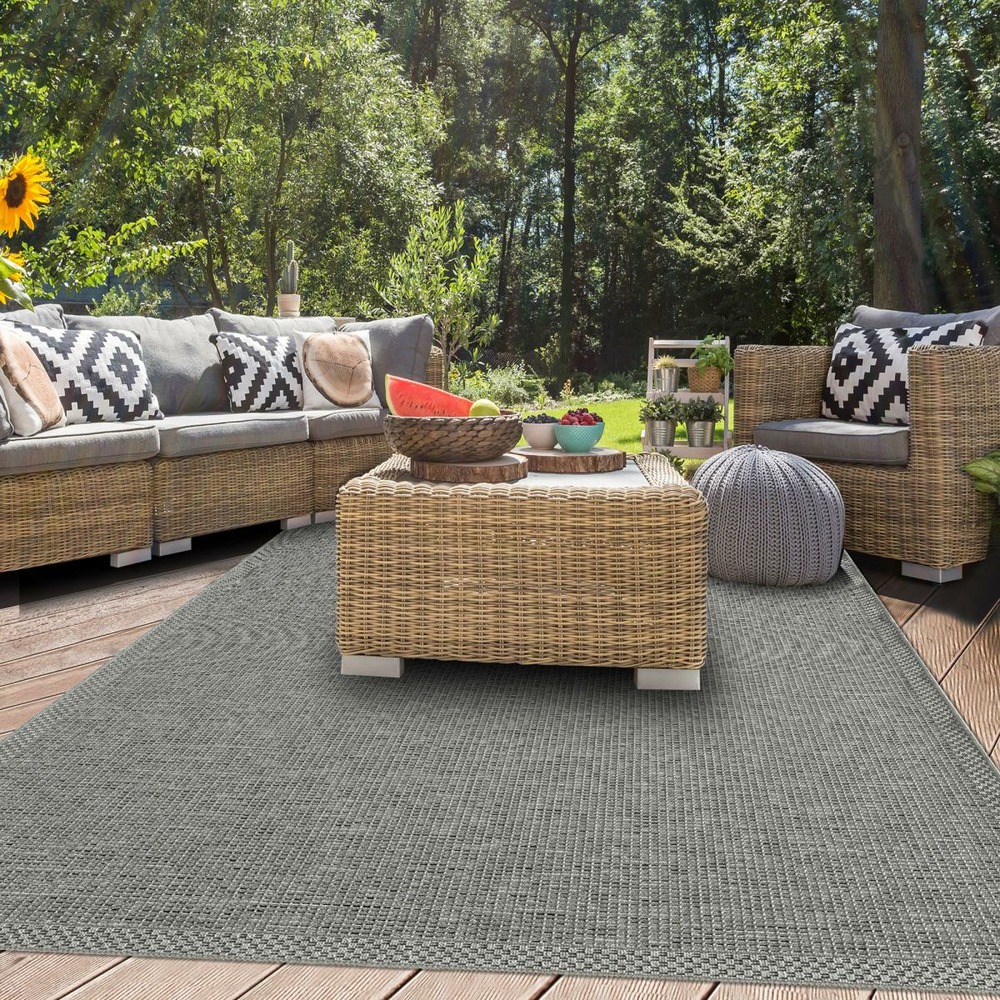 Tapis exterieur puket ex gris 80x150 en polypropylène doux et soyeux