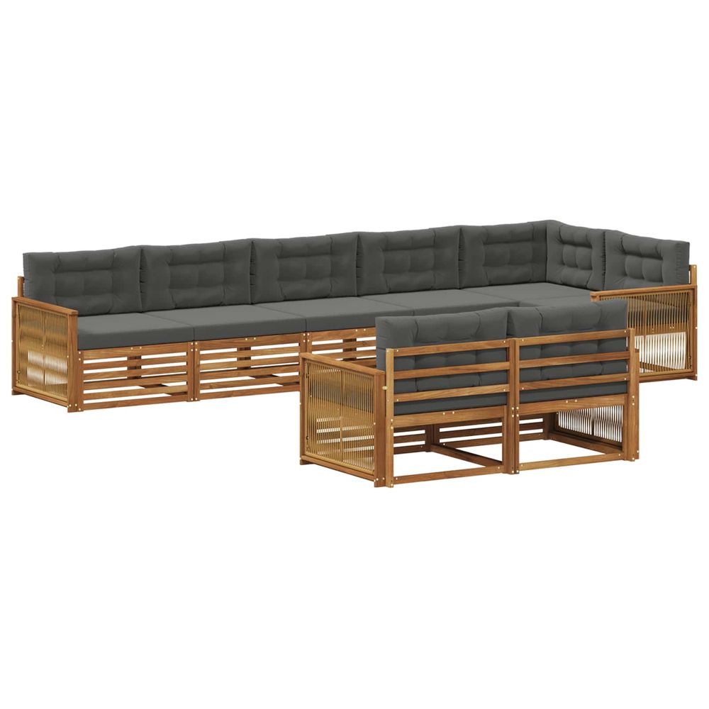 Ensemble de canapés d'extérieur 8 pc naturel et anthracite