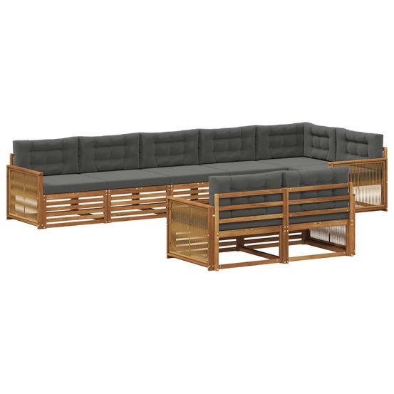 Ensemble de canapés d'extérieur 8 pc naturel et anthracite