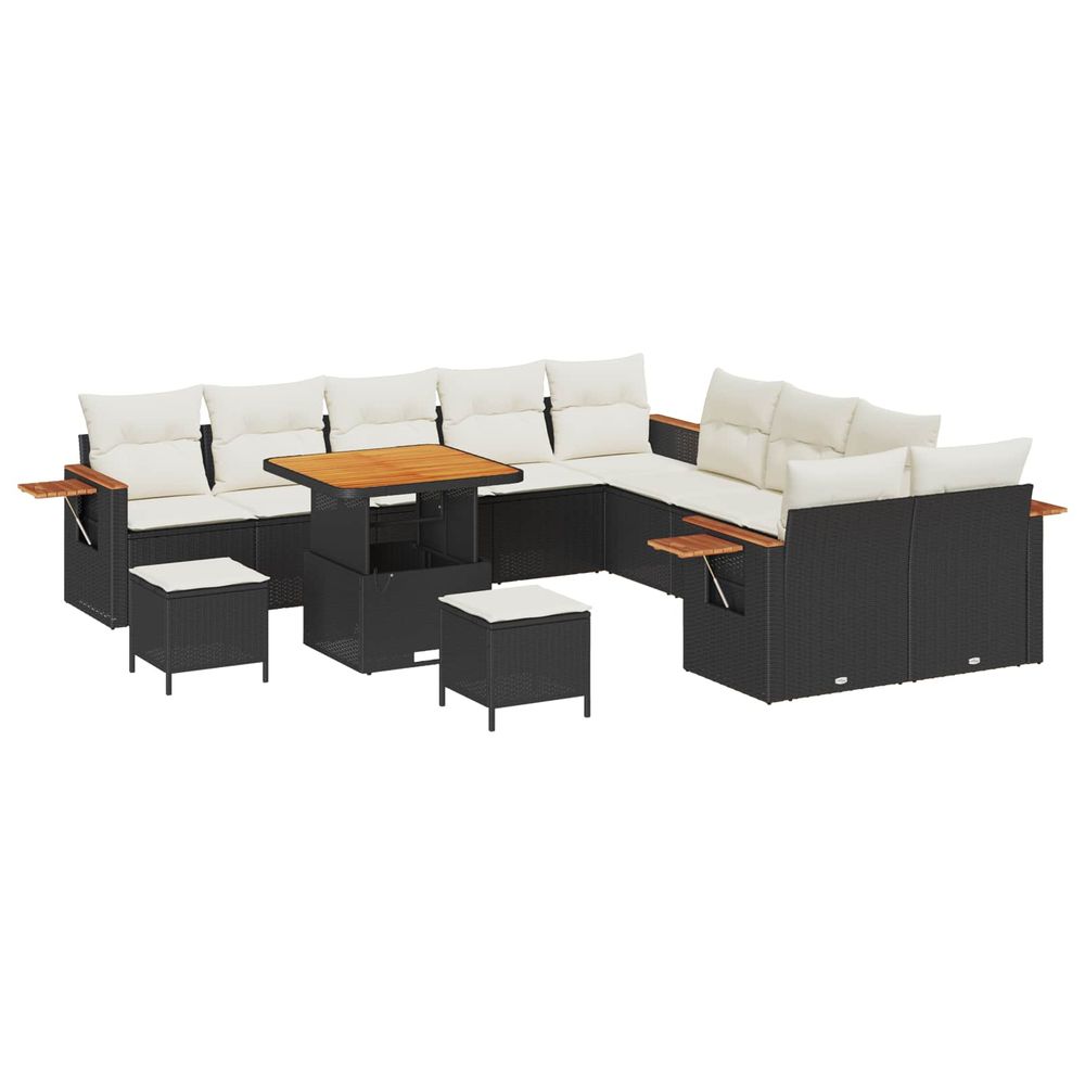 Ensemble de canapé de jardin 13 pc noir polyrotin