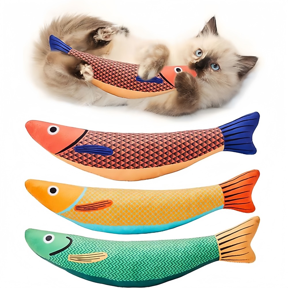 Jouets poisson à cataire pour chat - lot de 3