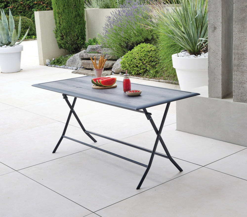 Table de jardin pliante - effet bois - bayonne l pspc