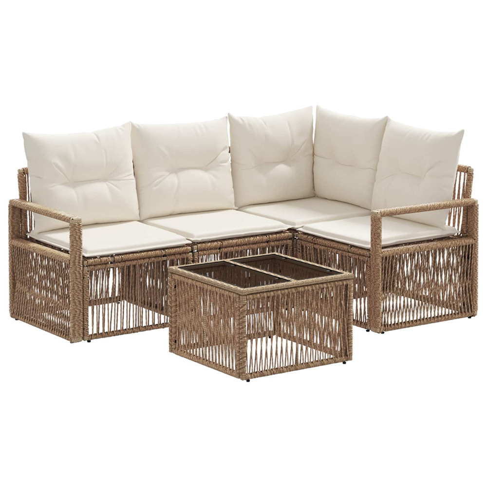 Ensemble de canapé de jardin 5 pcs beige polyrotin