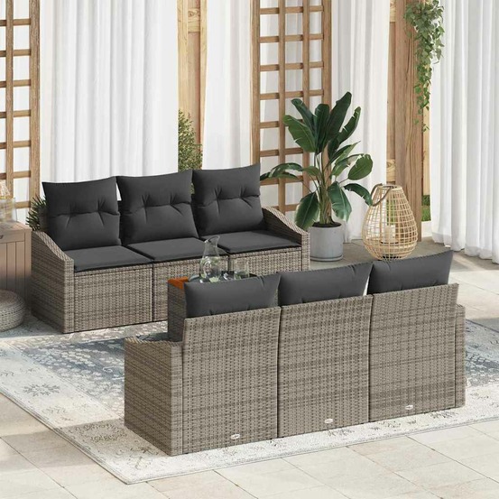 Ensemble de canapé de jardin avec stockage 7 pcs gris polyrotin