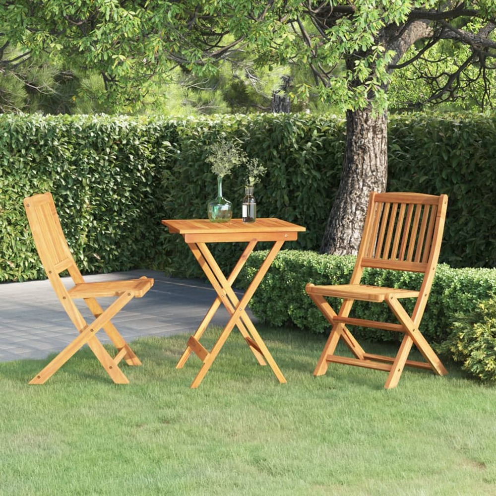 Ensemble à manger de jardin pliable 3 pcs bois d'acacia solide