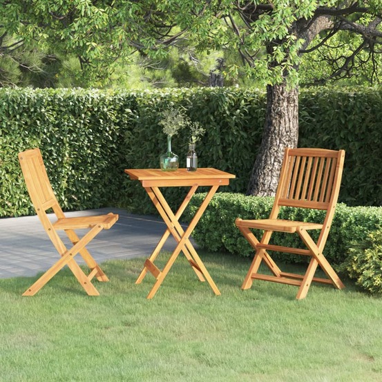Ensemble à manger de jardin pliable 3 pcs bois d'acacia solide