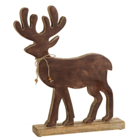 Renne sur socle en bois marron 41x34x6 cm