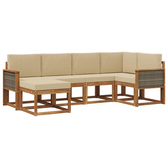 Ensemble de canapés d'extérieur 6 pc naturel et beige polyester