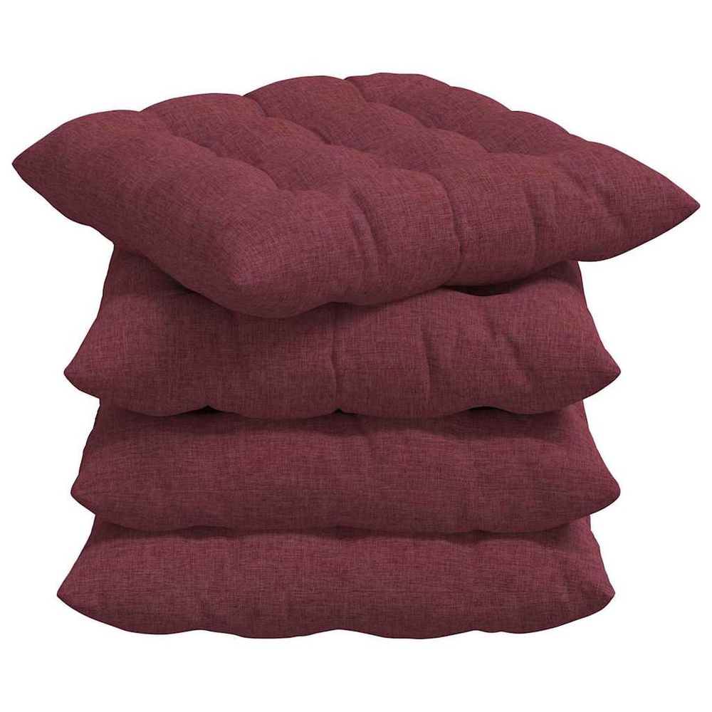 Coussins de siège 4 pc tissu bordeaux 40 x 40 x 6 cm