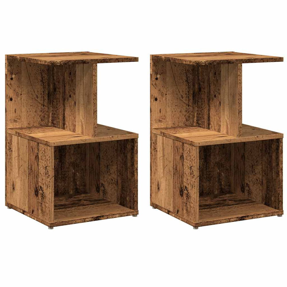 Tables de chevet 2 pcs vieux bois 35x35x55 cm bois d'ingénierie