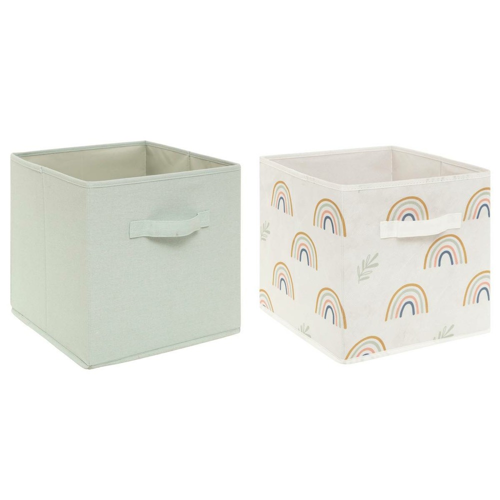 Set de 2 bacs rangements enfant - carton - vert