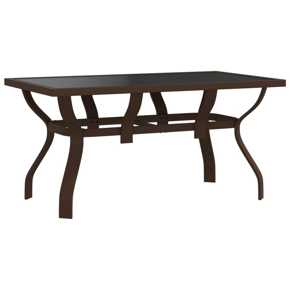 Table de jardin marron et noir 140x70x70 cm acier et verre
