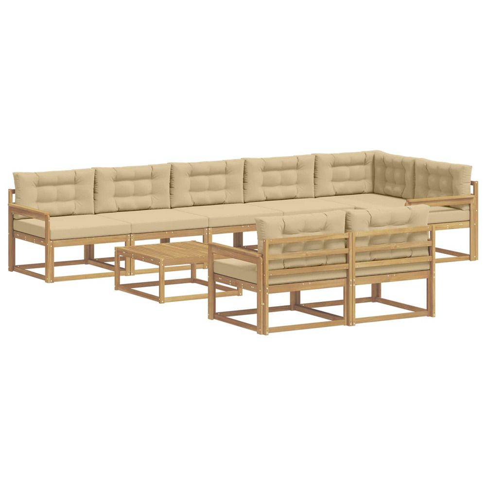 Ensemble de canapés d'extérieur 9 pc blanc et beige polyester