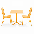 Ensemble table carrée de jardin inclinable et 2 chaises bistrot jaune
