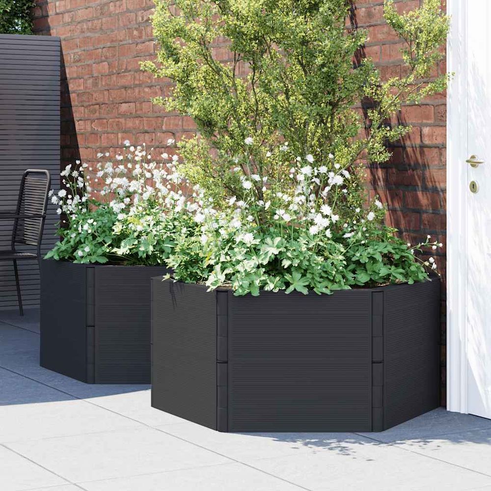 Lot de 2 jardinières modulables carrées en pp pour potager anthracite